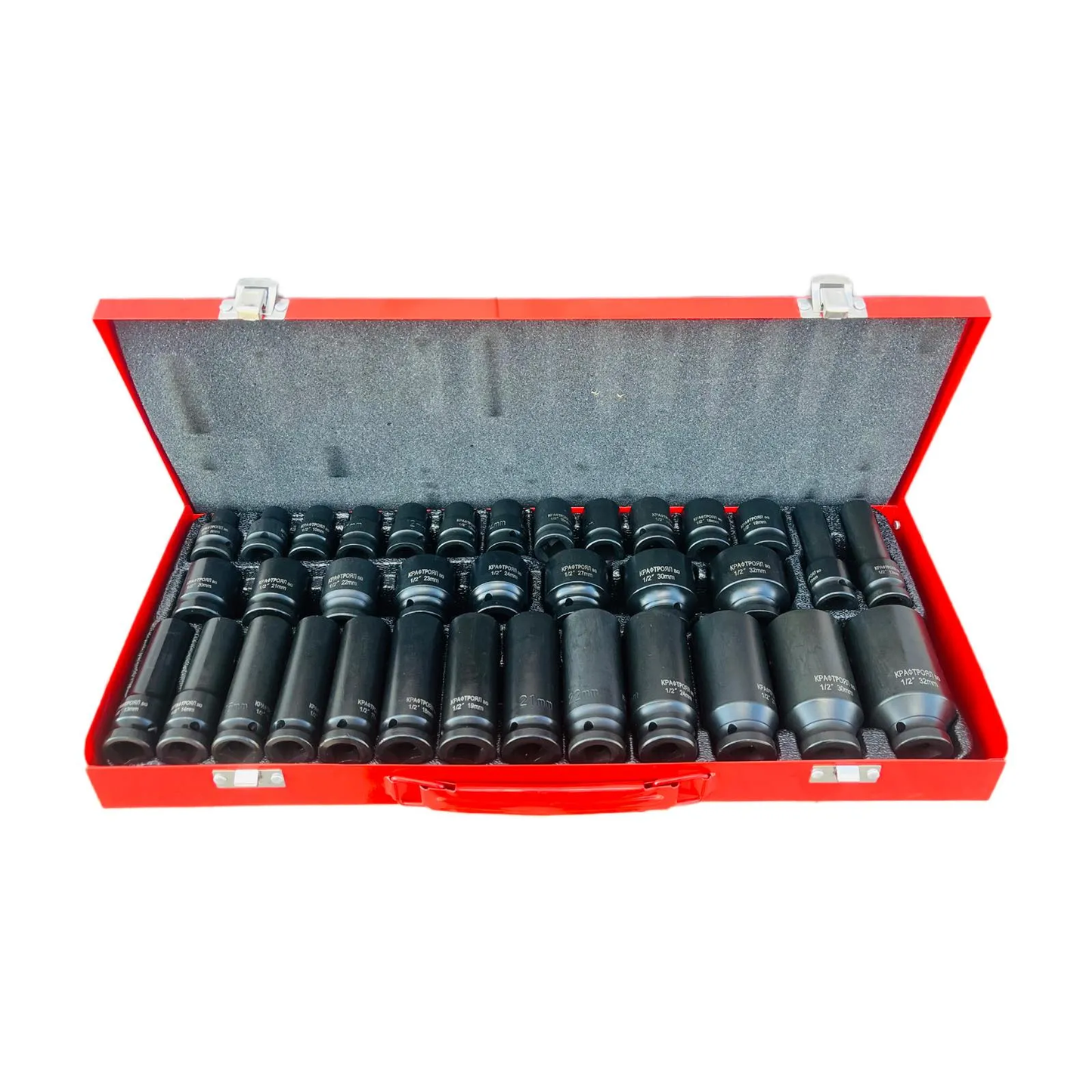 Комплект Ударни Вложки 1/2″ KraftRoyal 35 Части – стандартни + дълбоки вложки от 8 до 32 мм. 99.00лв.