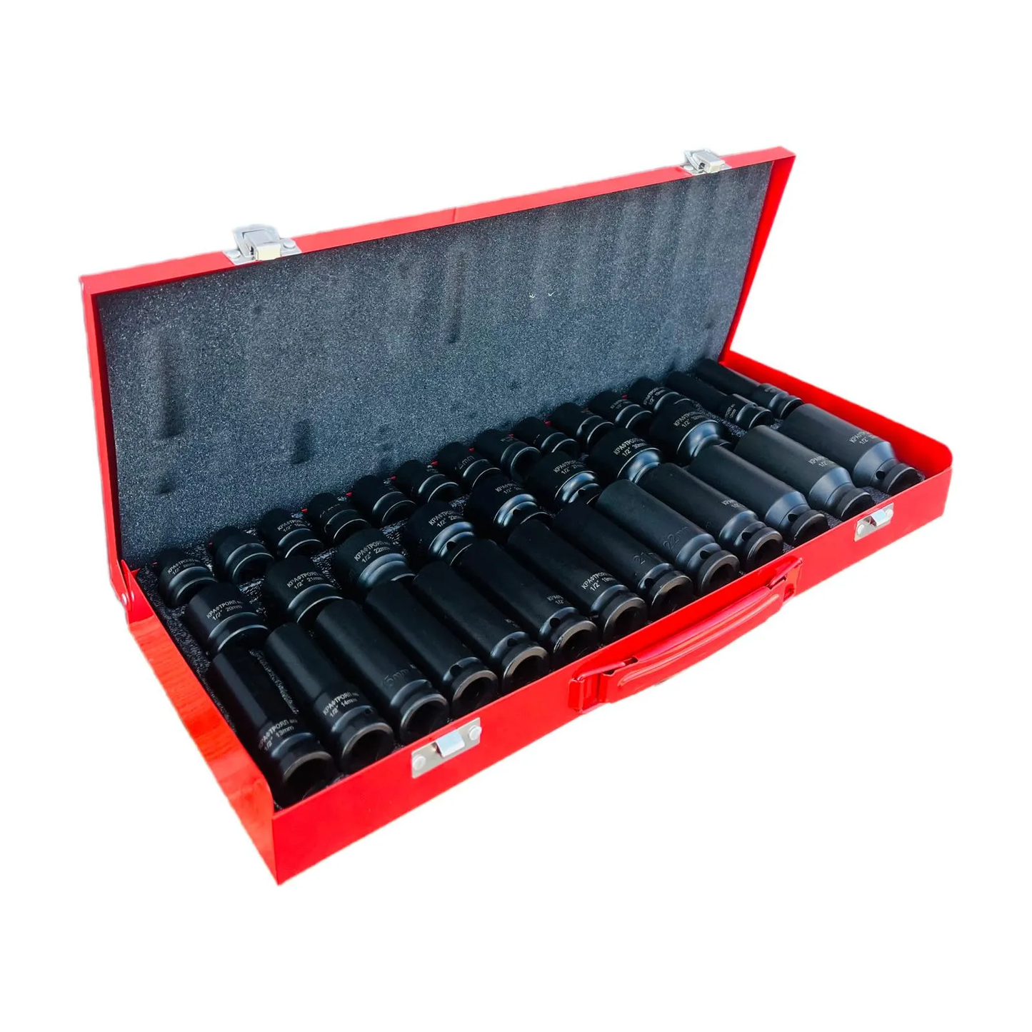 Комплект Ударни Вложки 1/2″ KraftRoyal 35 Части – стандартни + дълбоки вложки от 8 до 32 мм. 99.00лв.