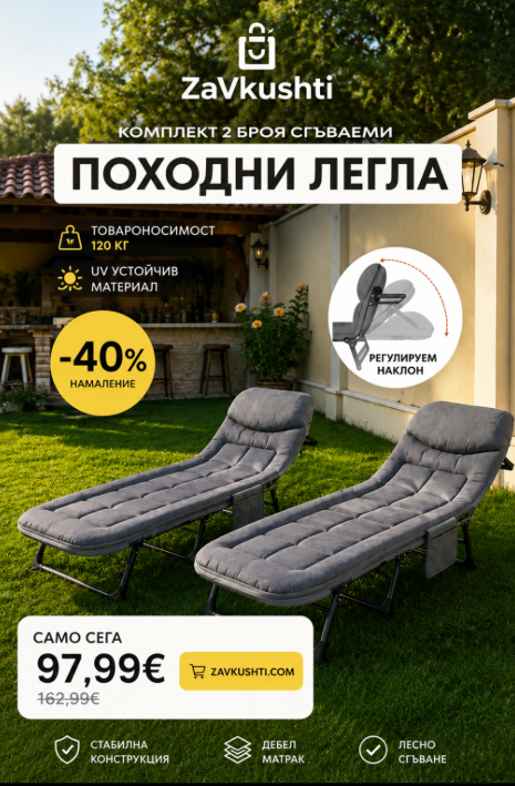 Комплект 2 броя сгъваеми походни легла