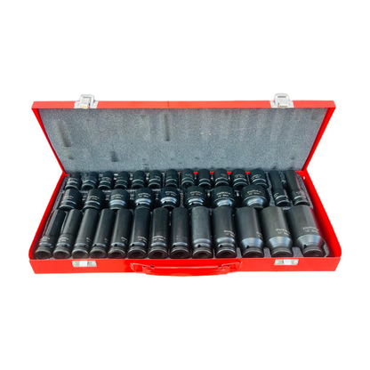 Комплект Ударни Вложки 1/2″ KraftRoyal 35 Части – стандартни + дълбоки вложки от 8 до 32 мм. 99.00лв.