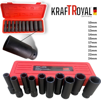 Комплект ударни вложки KRAFTROYAL, 10 броя, 1/2, 13 – 26 мм