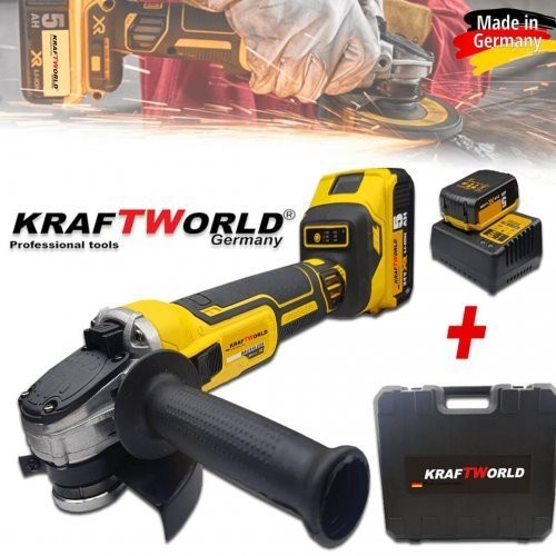 Акумулаторен Безчетков Ъглошлайф KraftWorld 36V 2 Батерии 8.0Аh и Куфар