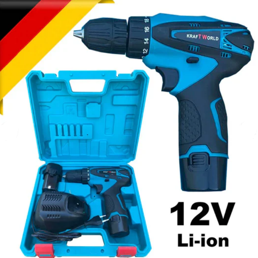 Акумулаторен двускоростен винтоверт KraftWorld 12V Li-Ion, 2Ah