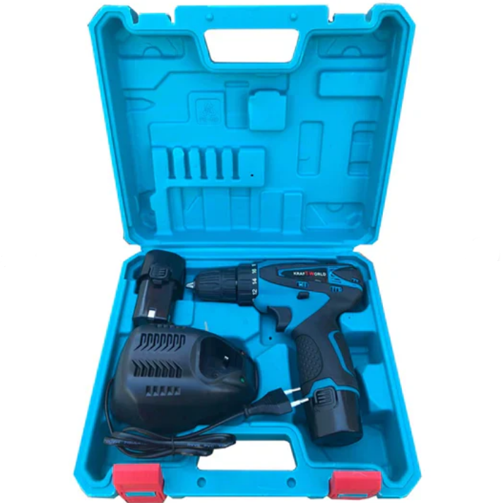 Акумулаторен двускоростен винтоверт KraftWorld 12V Li-Ion, 2Ah